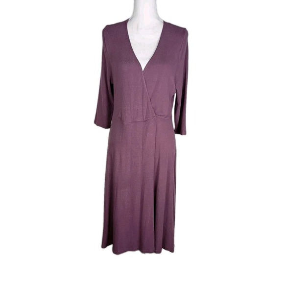 torrid Dresses & Skirts - Torrid Plum‎ Long Sleeve Hacci Knit Faux Wrap Dress Size 1 Super Soft New W Tags
